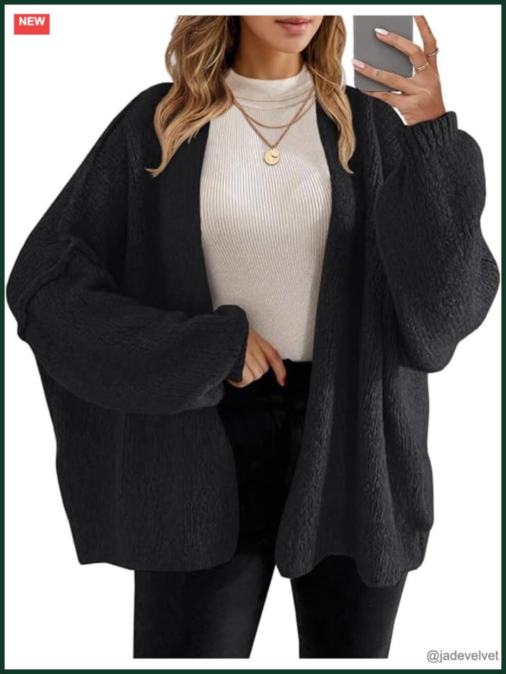 Oversized Open Front Chunky Knit Cardigan - Long Sleeve Loose Fall Coat